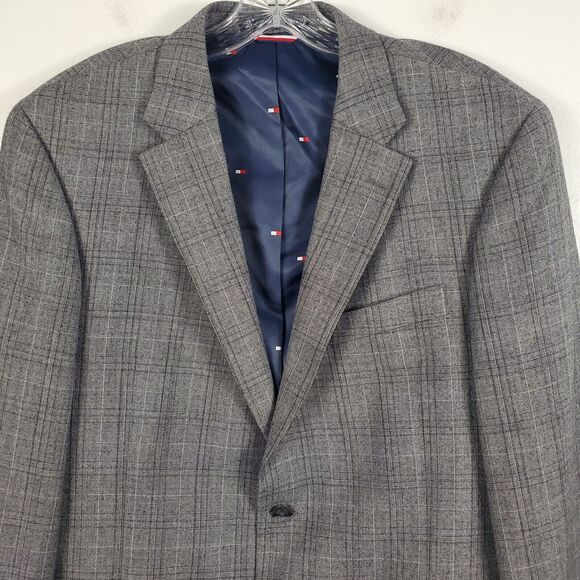 Tommy Hilfiger Adams Wool Blend Blazer Sports Jacket 2 Button Grey Black 42 Long - Picture 5 of 13